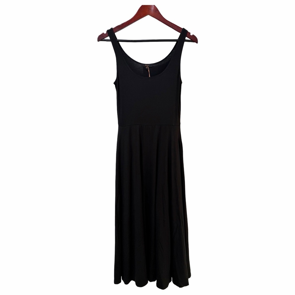 Quince Womens Jersey Fit & Flare Sleeveless Midi‎ Dress Size S Black Clean Girl